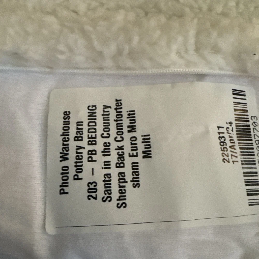 Pottery Barn Santa in the Country Sherpa Back Euro sham Christmas New-1